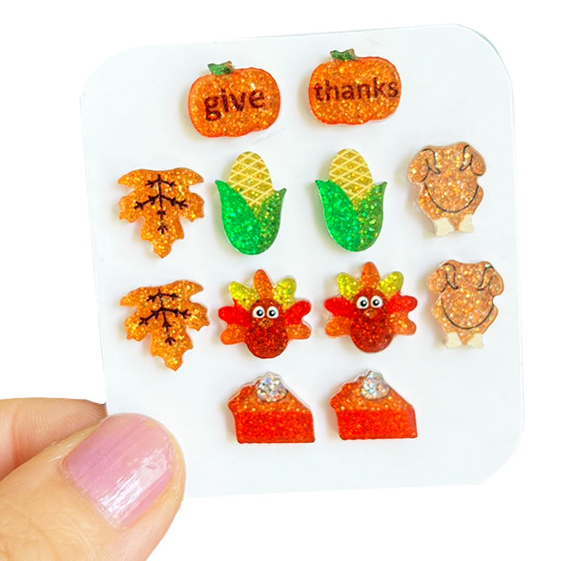 Supply Women's Fashion Earrings Thanksgiving Turkey Pumpkin Text Autumn - product image 1