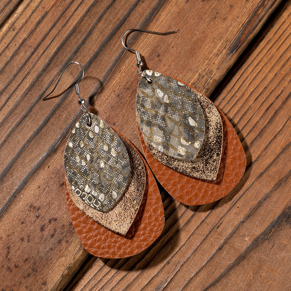 Vintage Cross Leather Earrings - product image 6