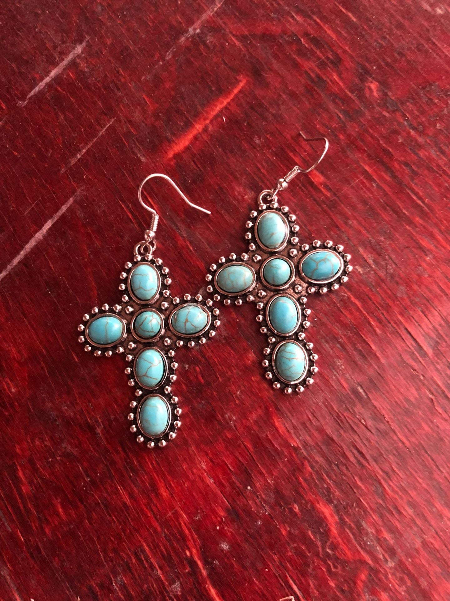 Turquoise Vintage Statement Cross Earrings - product image 13