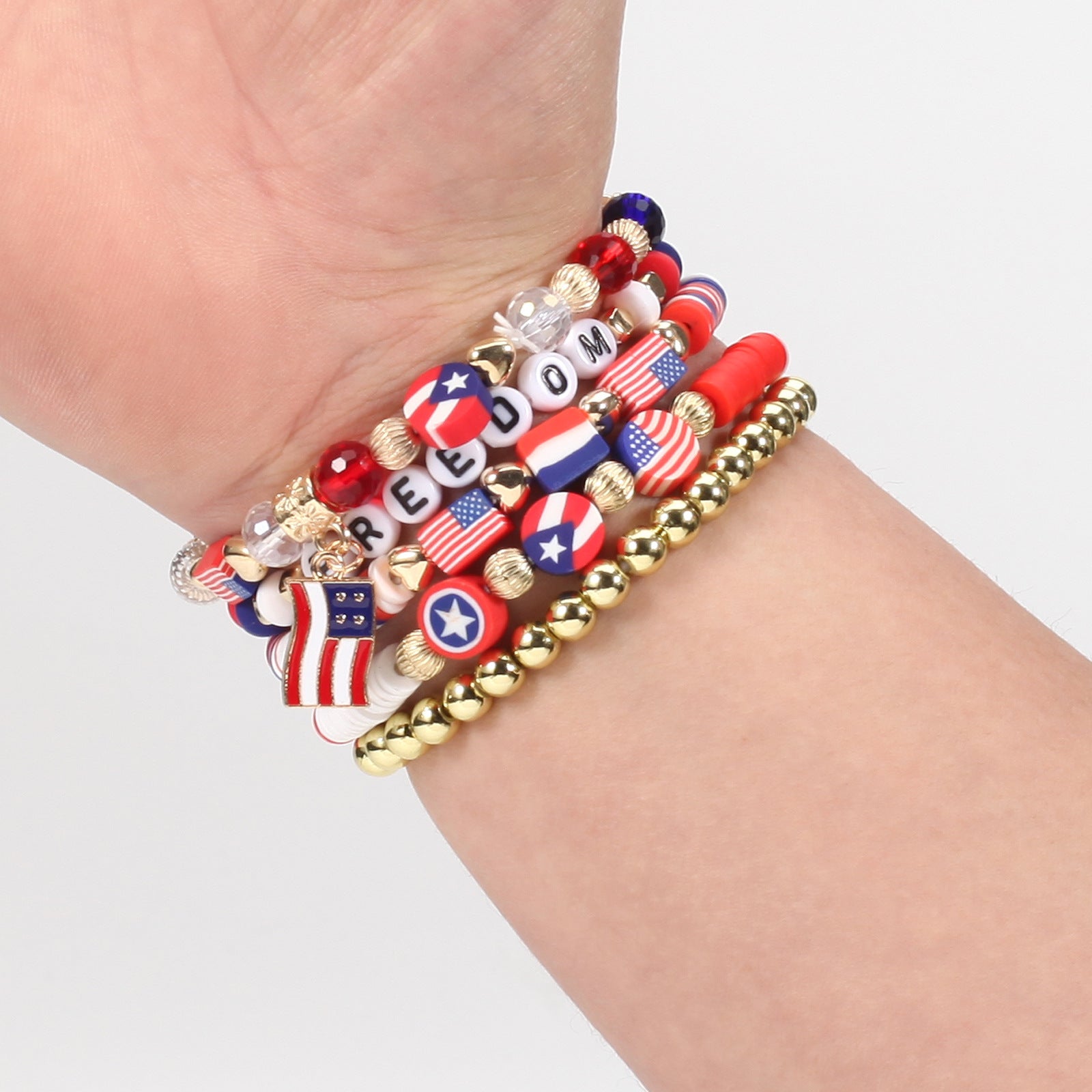 Flag Beaded Crystal Bracelet