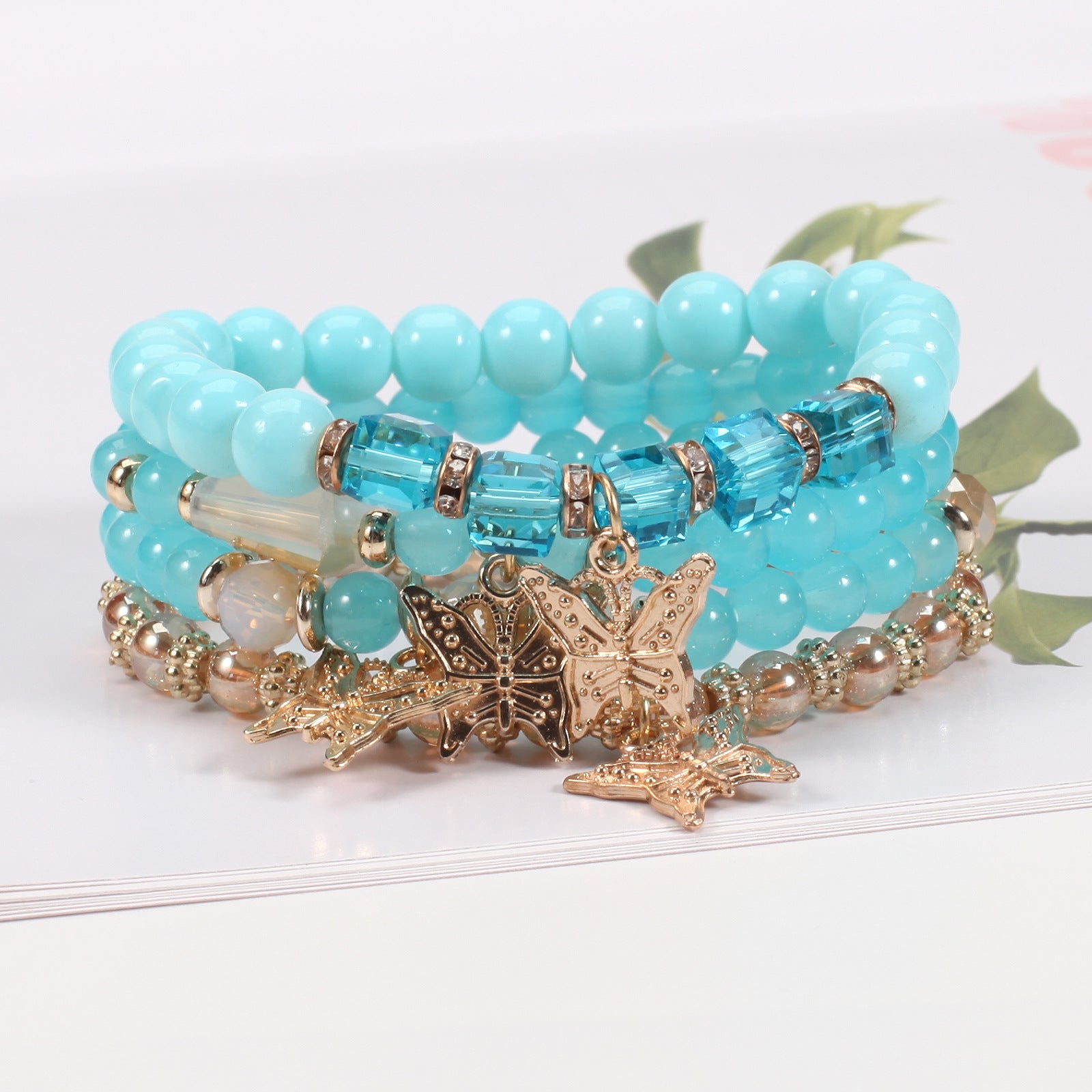 Boho Butterfly Beaded Crystal Jewelry Set