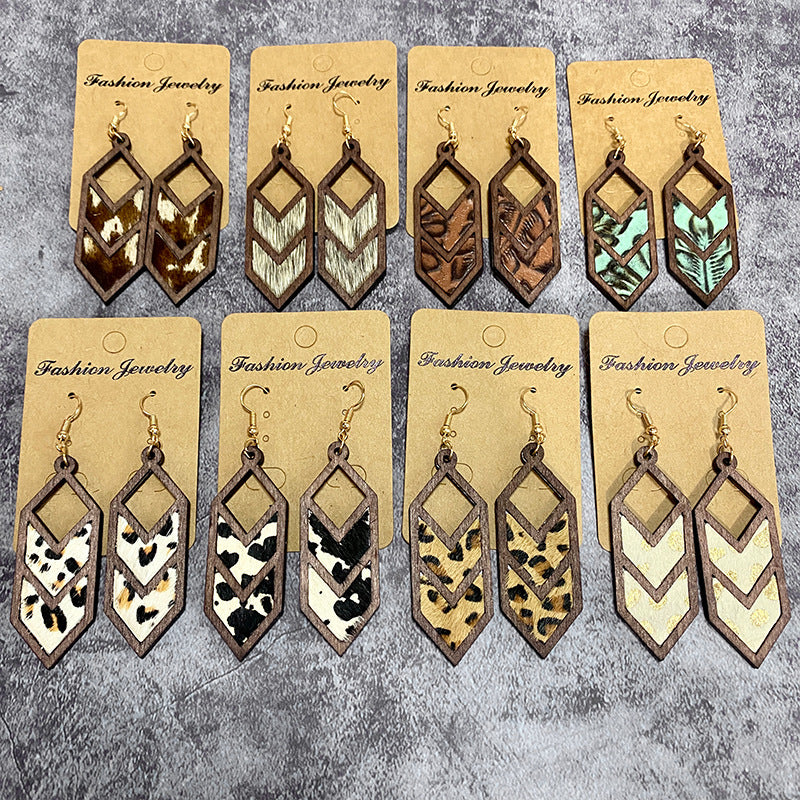 Western Geometric Cross Leather Earrings - product image 1
