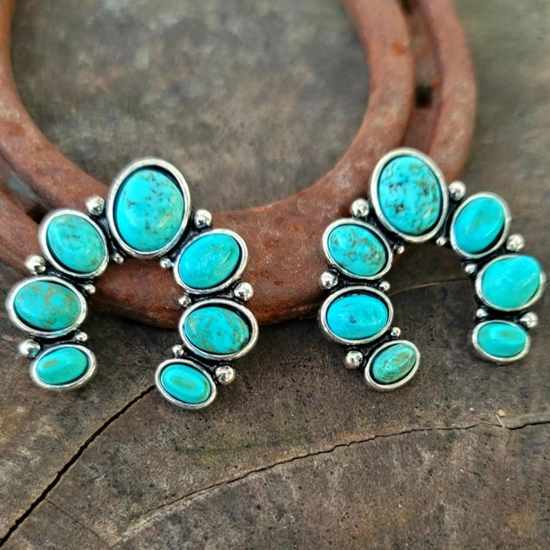 Western Turquoise Vintage Cross Earrings - product image 2