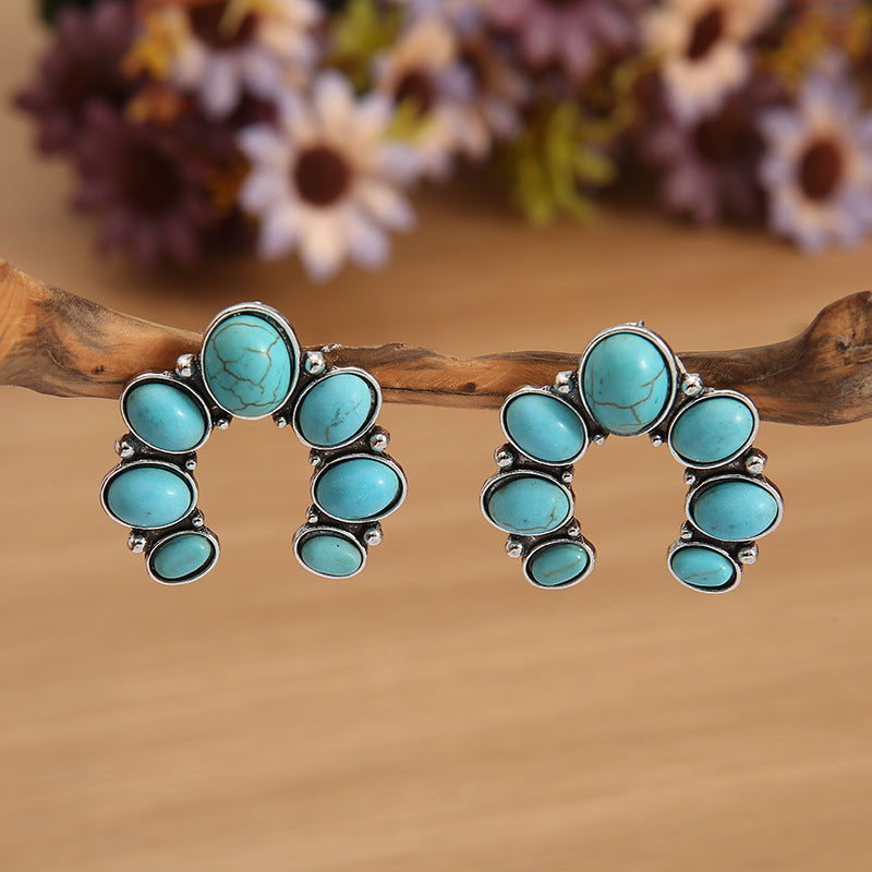 Western Turquoise Vintage Cross Earrings