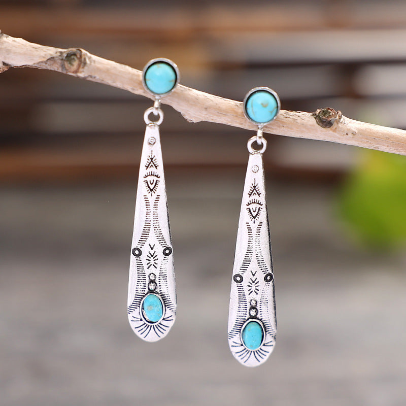 Western Turquoise Boho Vintage Statement Earrings - product image 7