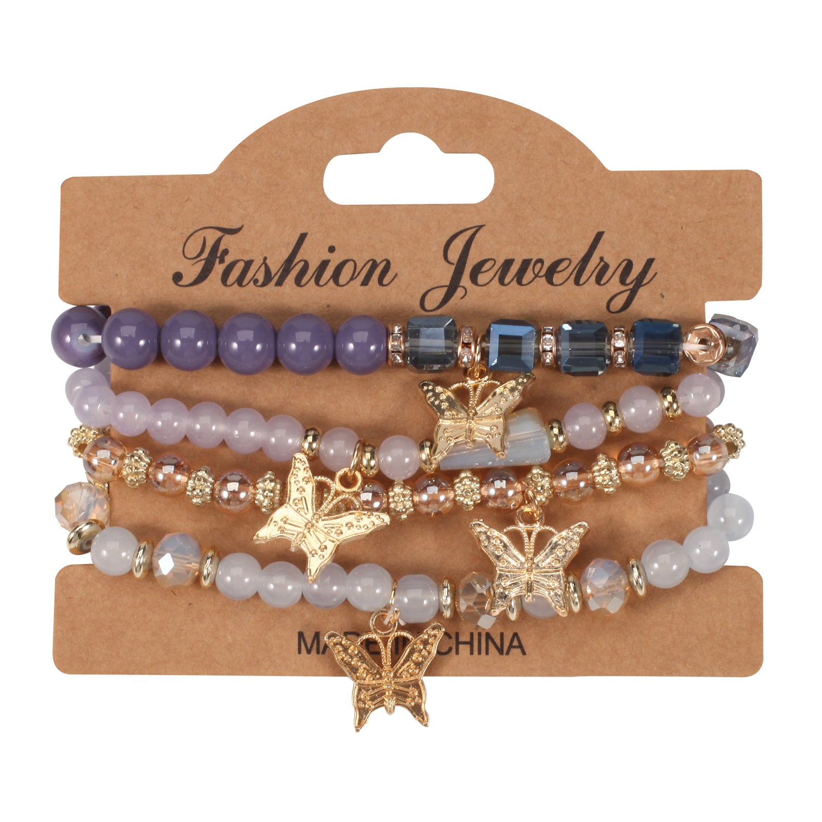 Boho Butterfly Beaded Crystal Jewelry Set