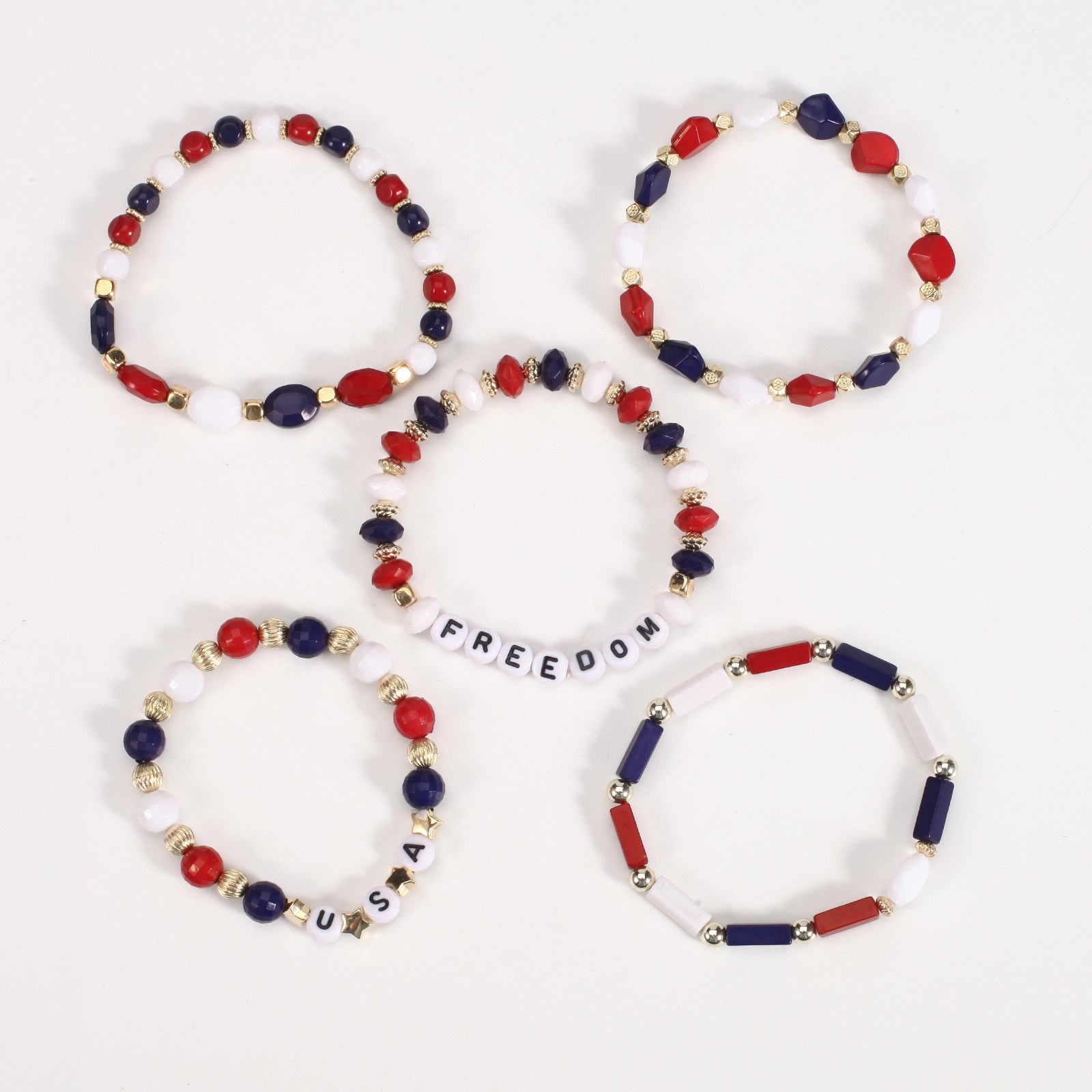 Flag Beaded Crystal Bracelet