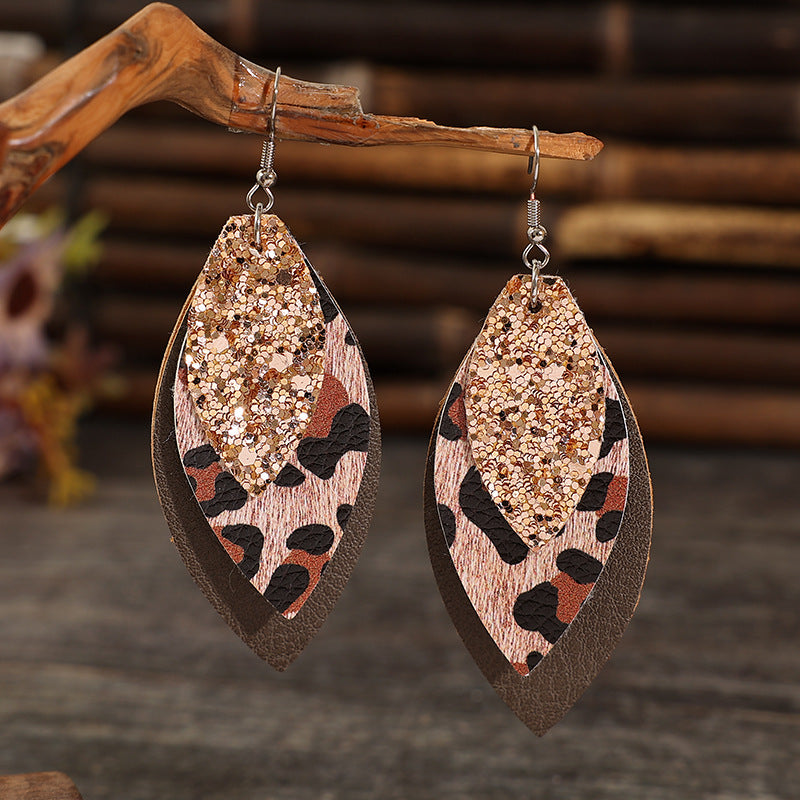 Cross Leather Earrings - product image 1