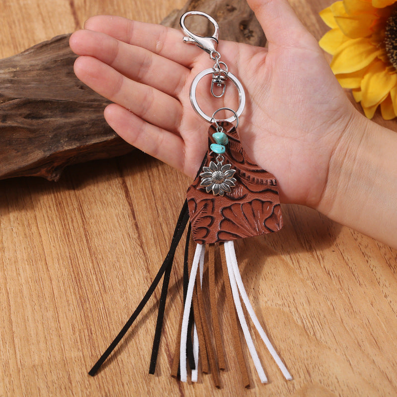 Western Turquoise Vintage Geometric Floral Keychain - product image 3