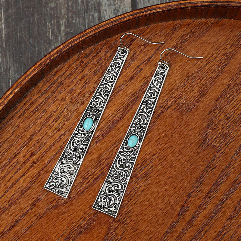 Turquoise Vintage Statement Cross Earrings