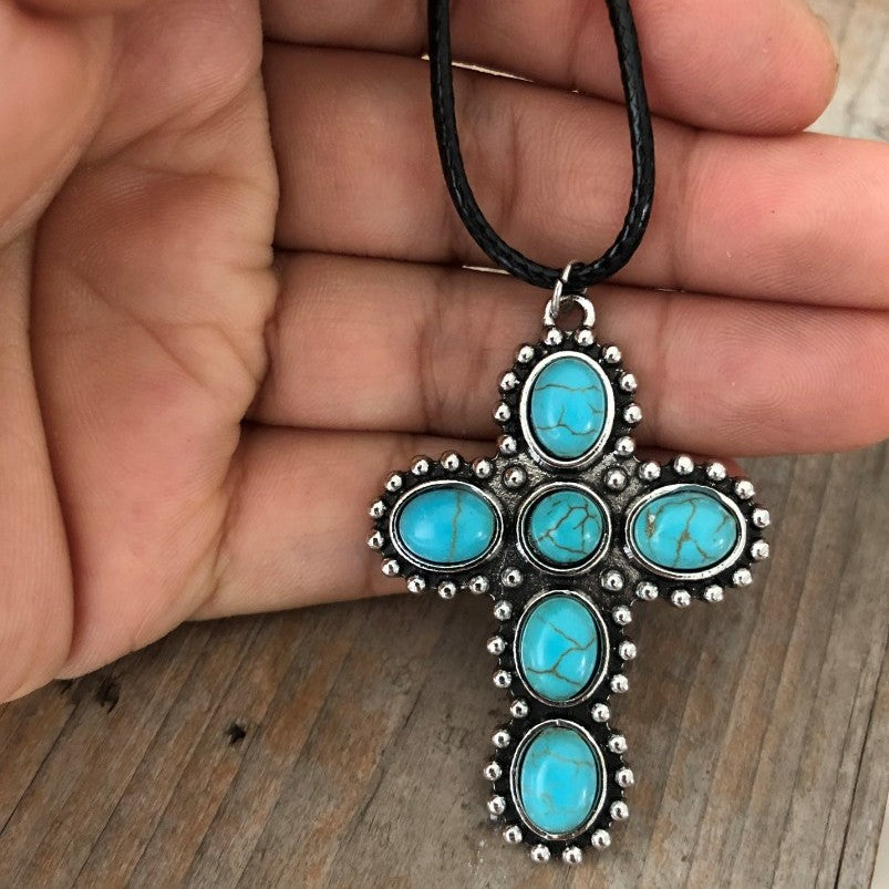 Turquoise Vintage Cross Necklace - product image 2