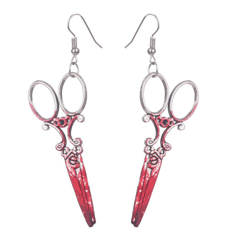 Bloodstained Horror Halloween Earrings Scissors Axe Knife Unique Party - product image 5