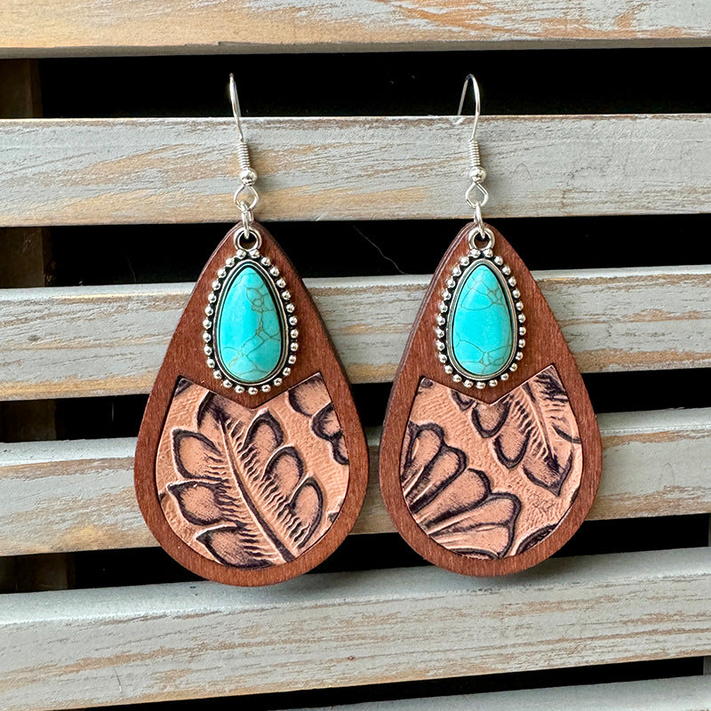 Western Vintage Horse Cross Leather Earrings - product image 6