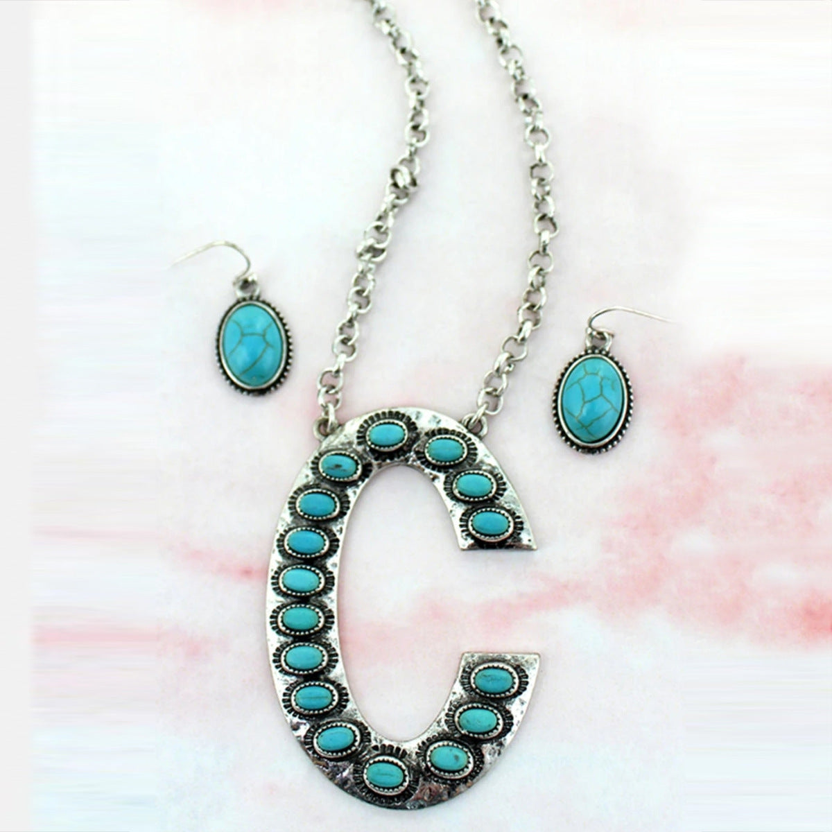 Turquoise Boho Vintage Cross Jewelry Set