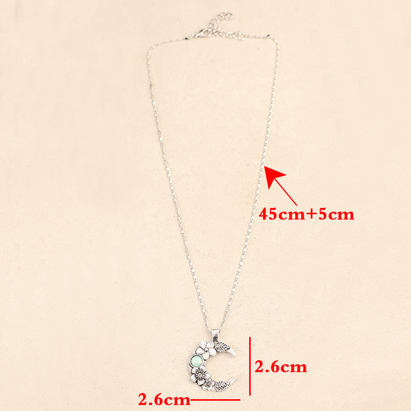 Boho Vintage Floral Moon Cross Necklace - product image 4