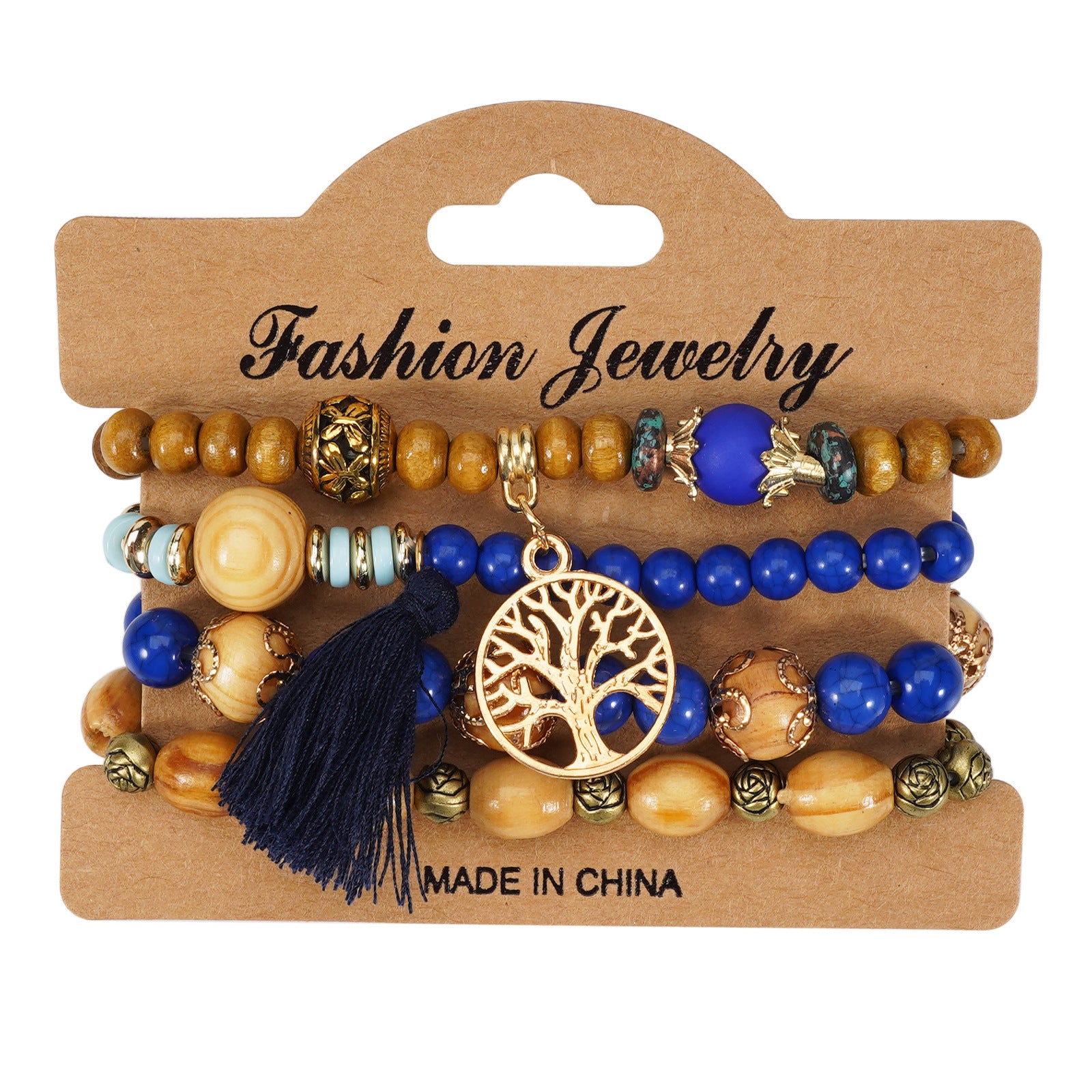 Floral Wood Beaded Bracelet