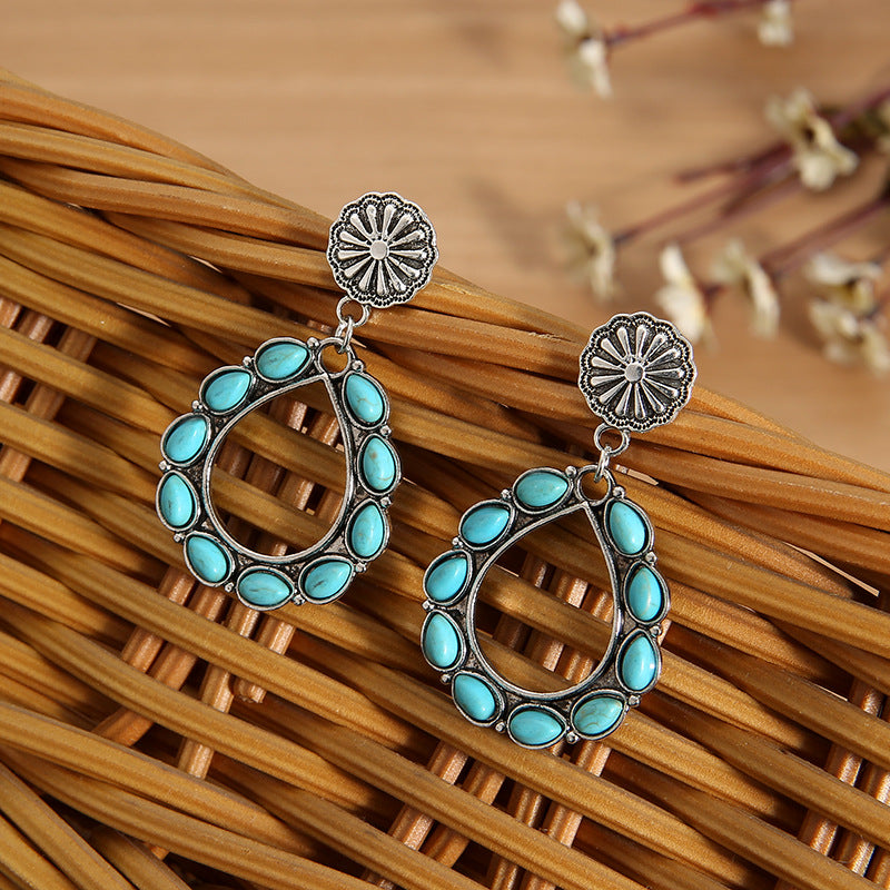 Turquoise Vintage Statement Cross Earrings for Women - product image 3
