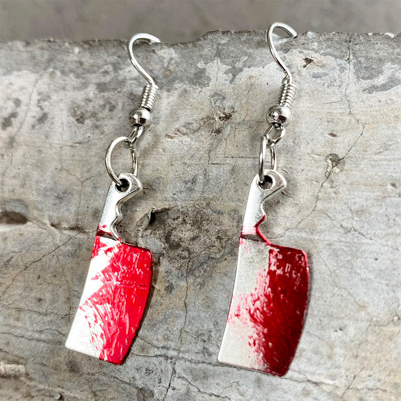 Bloodstained Horror Halloween Earrings Scissors Axe Knife Unique Party - product image 13