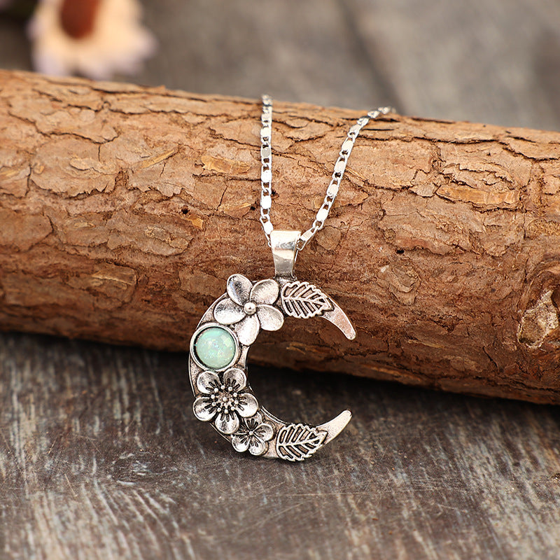Boho Vintage Floral Moon Cross Necklace - product image 2