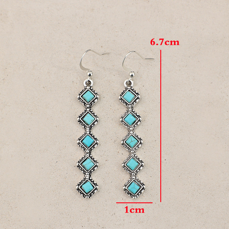 Turquoise Boho Vintage Cross Earrings - product image 7