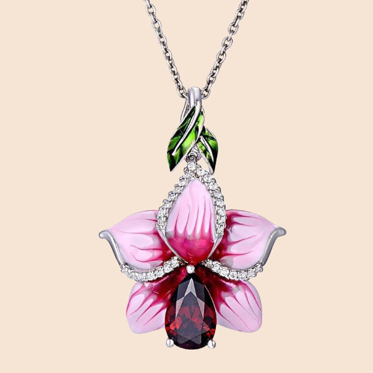 Crystal Orchid Flower Pendant Necklace for Women - product image 1