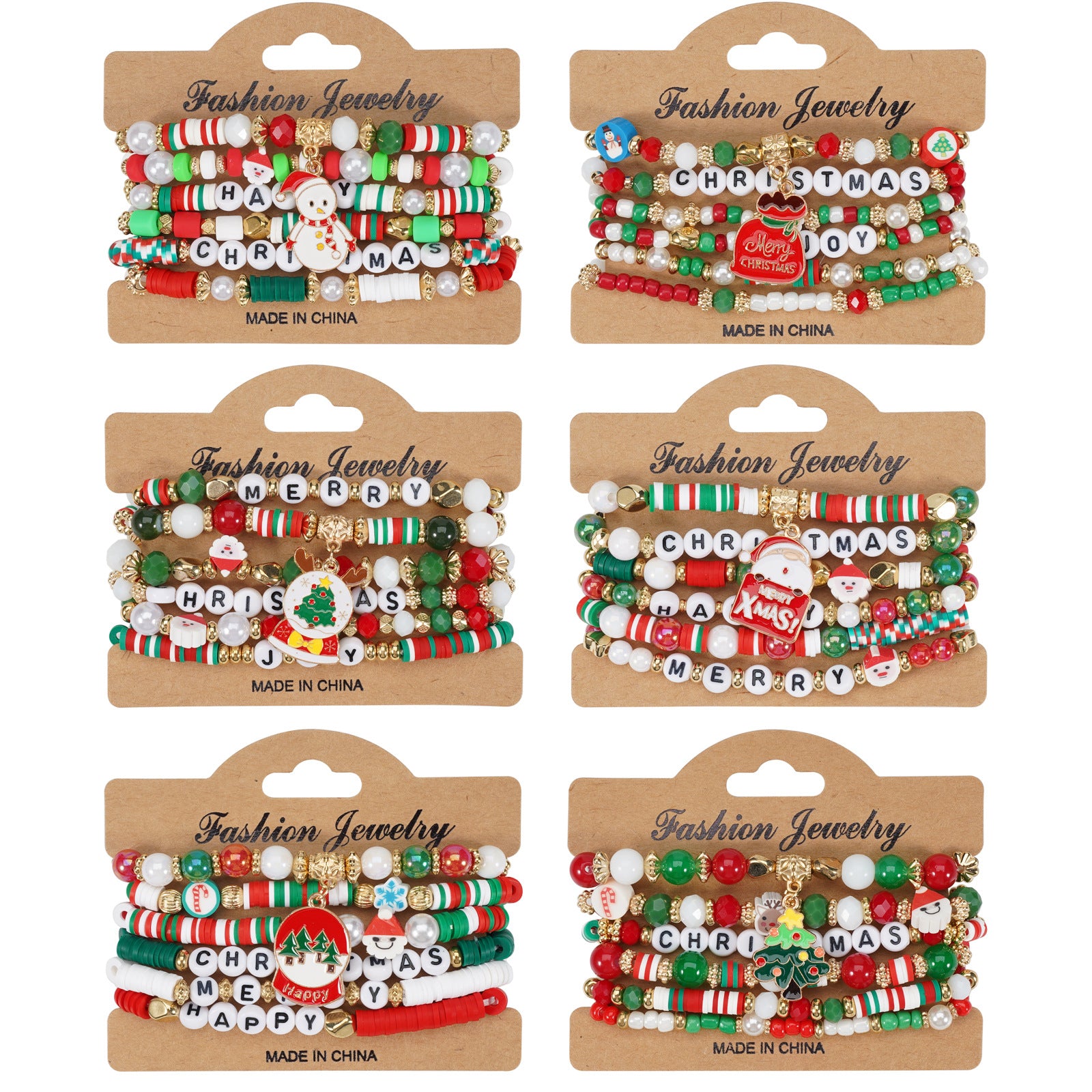 Christmas Bracelet Snowman Handmade Christmas Tree Santa Claus Reindeer - product image 1