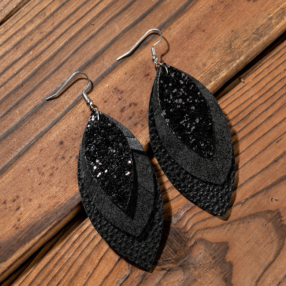 Cross Leather Earrings