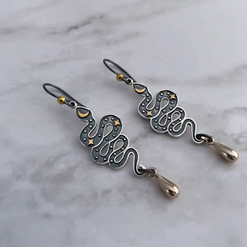 Vintage Moon Cross Earrings