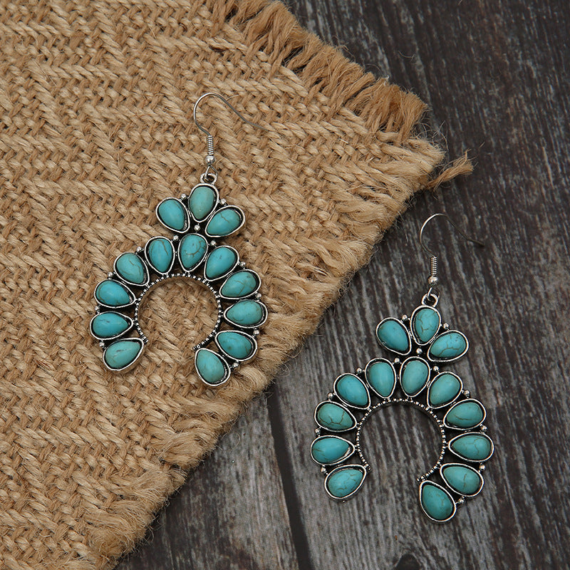 Turquoise Boho Vintage Cross Earrings for Women - product image 2