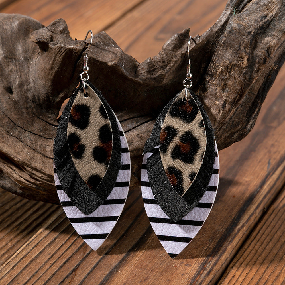 Cross Leather Earrings