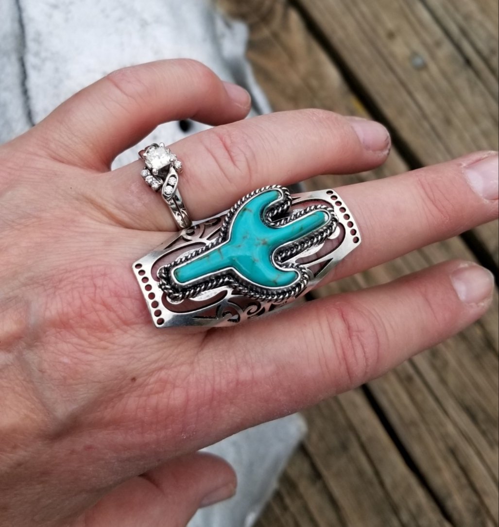 Turquoise Cactus Cross Ring - product image 7