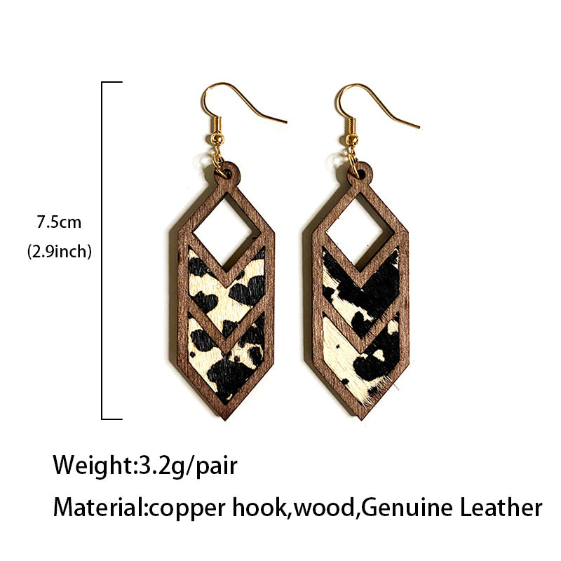 Western Geometric Cross Leather Earrings - product image 4