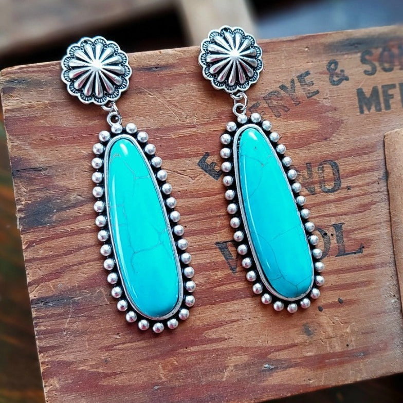Turquoise Statement Floral Cross Earrings - product image 4