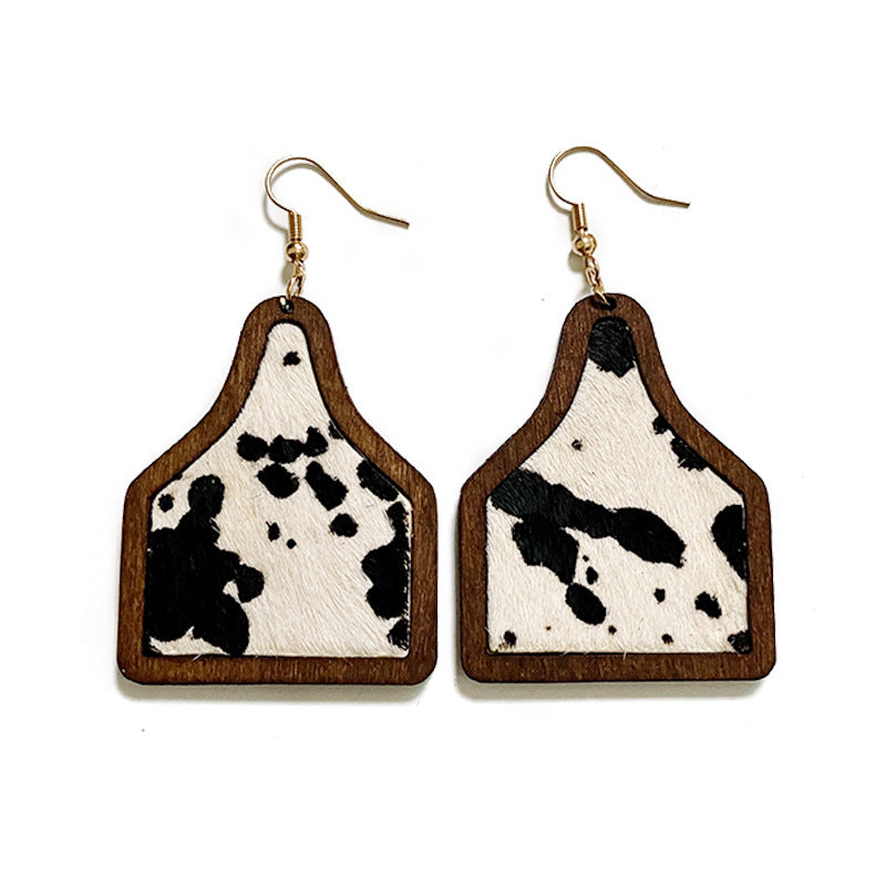 Western Boho Horse Cross Leather Earrings