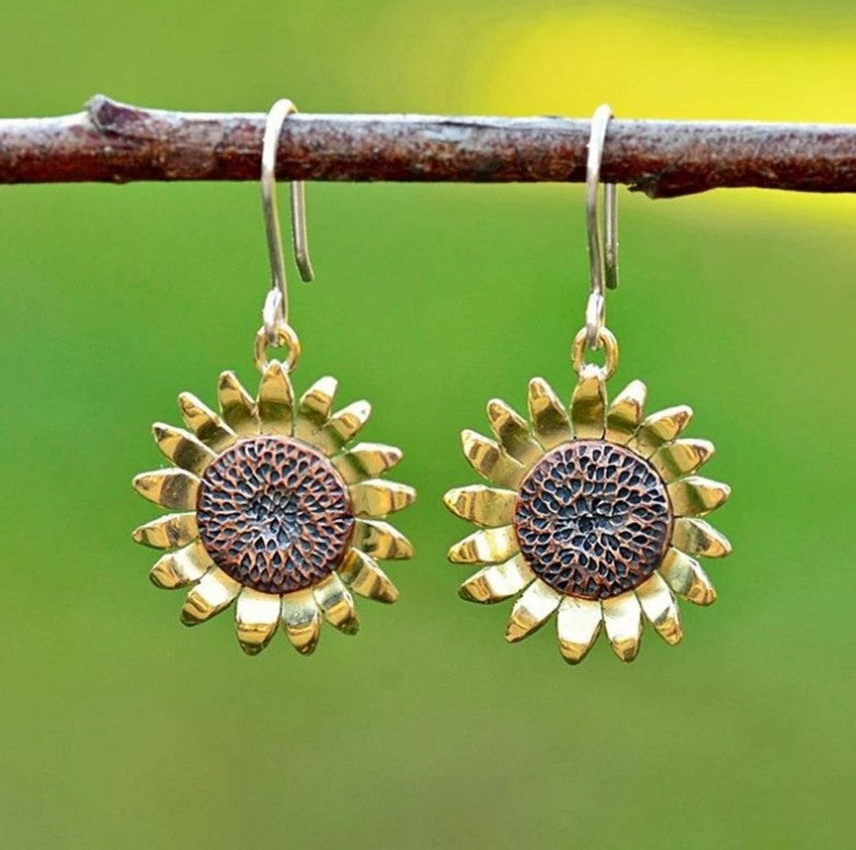 Vintage Floral Cross Earrings