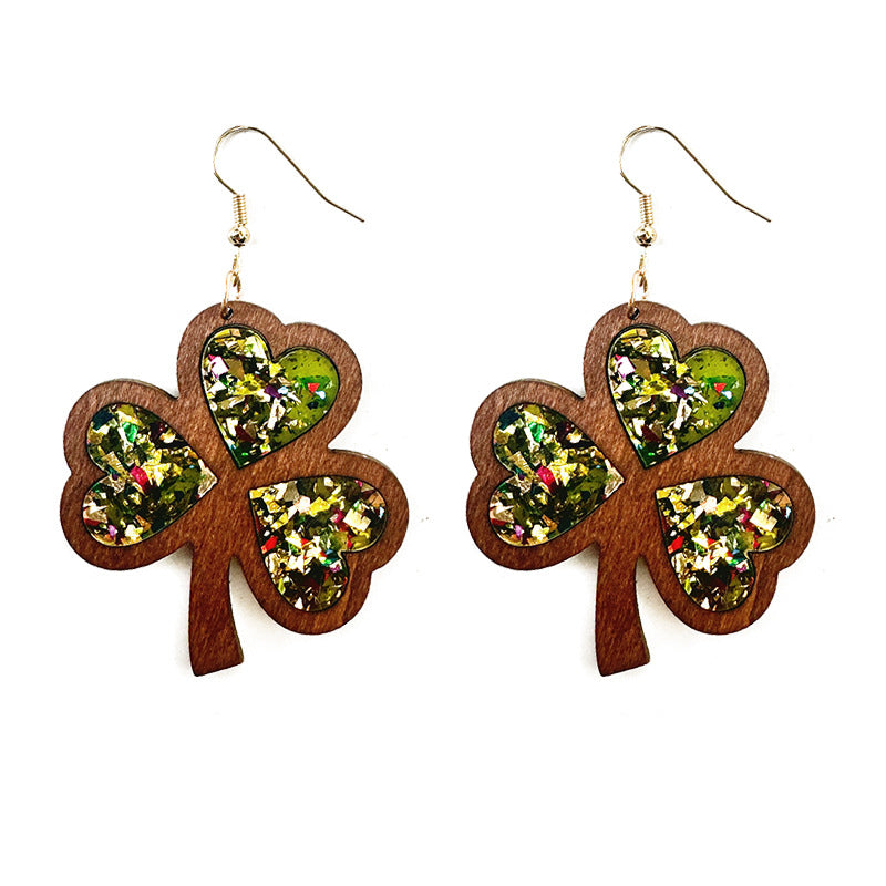 Cross Wood Acrylic Earrings