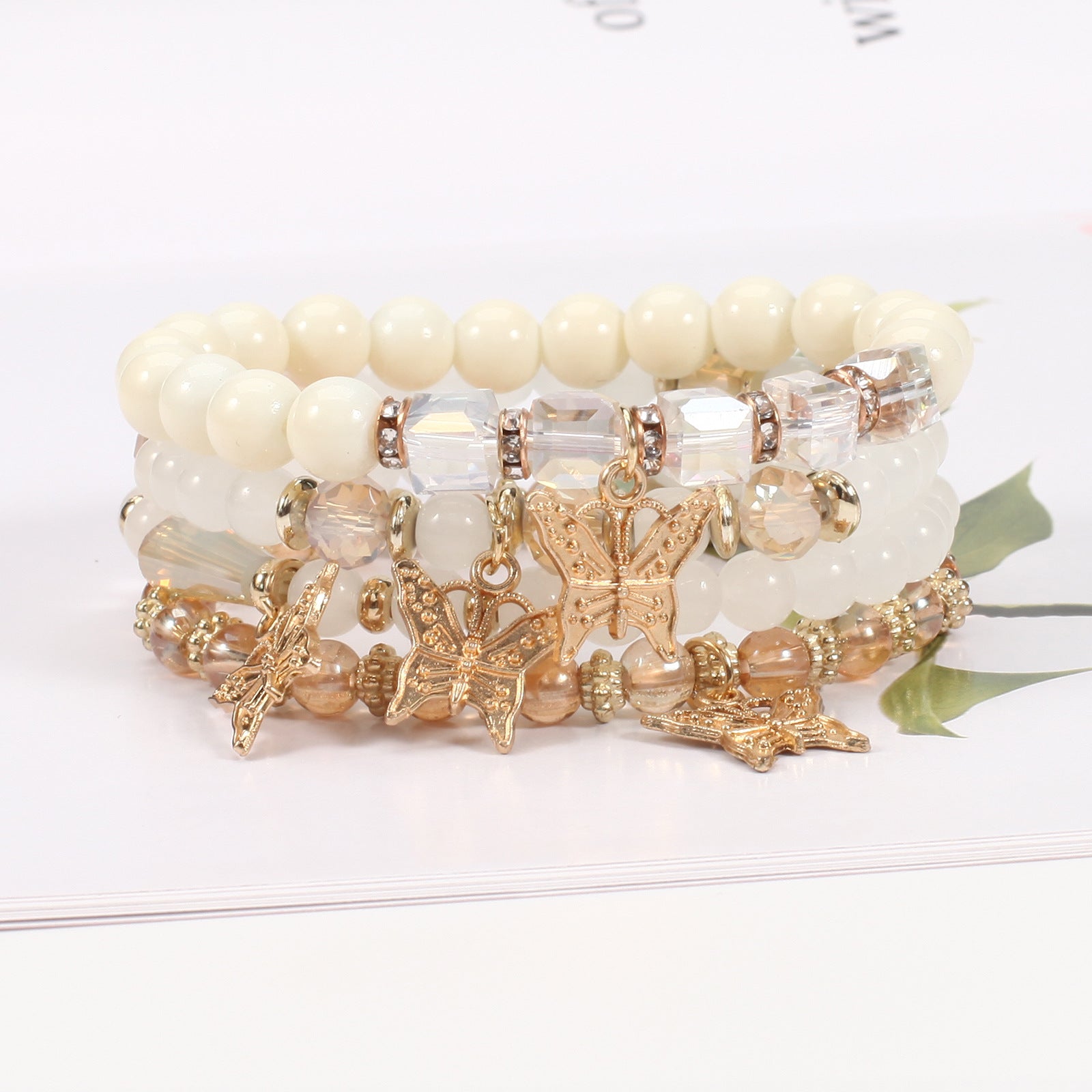 Boho Butterfly Beaded Crystal Jewelry Set