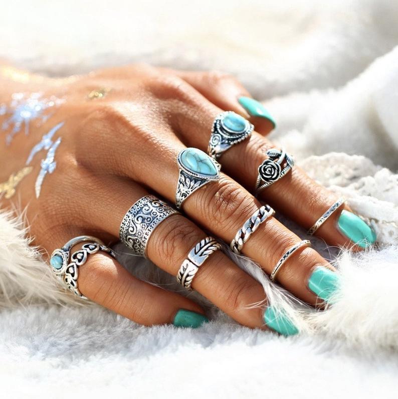 Turquoise Vintage Floral Cross Ring - product image 2