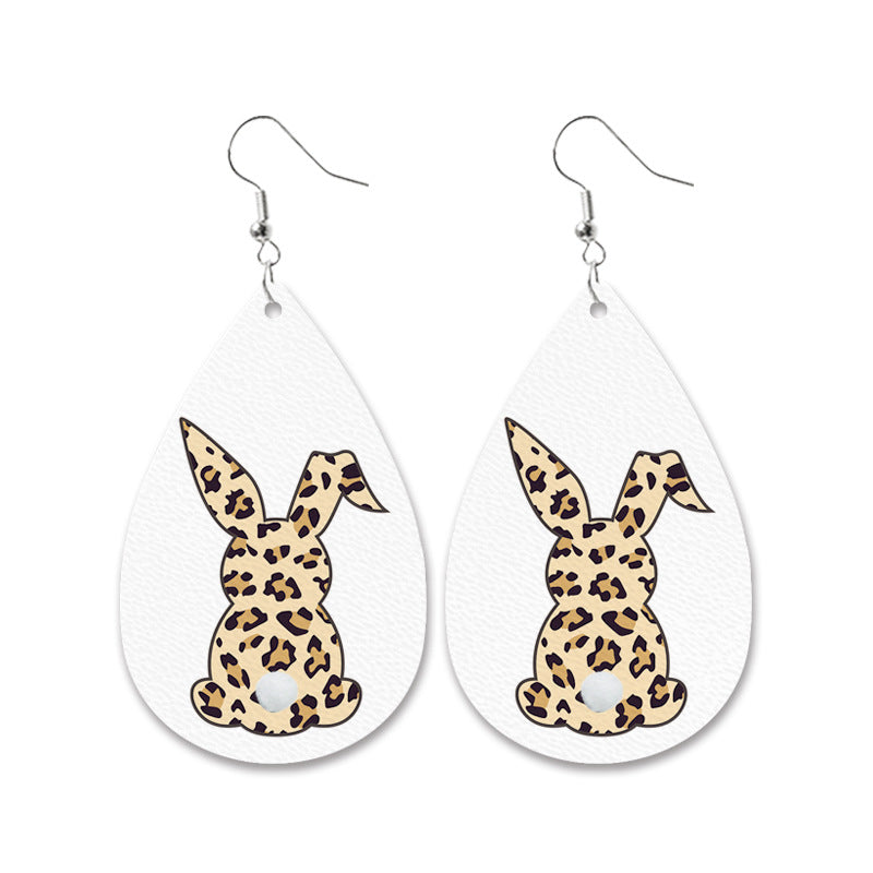 Easter Bunny Fur Earrings Leopard Print Black and White Checkered Car Carrot