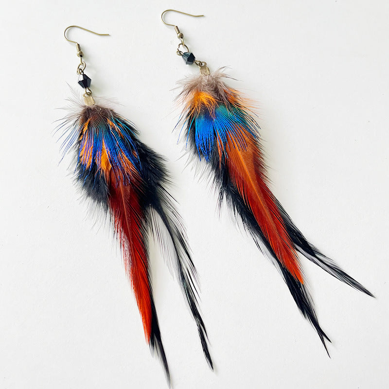 Feather Cross Beaded Crystal Earrings - product image 1