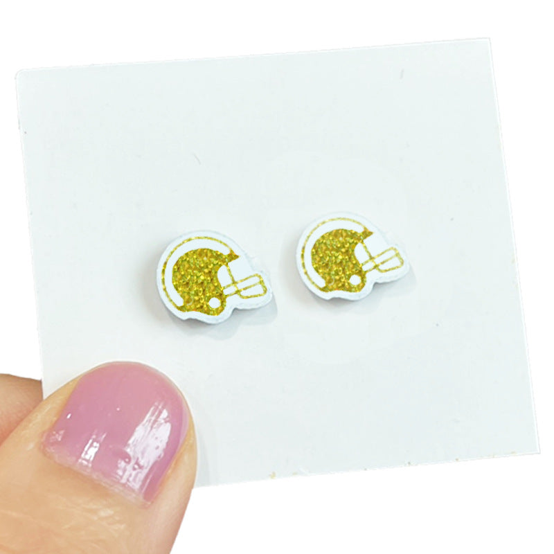 Supply: Exquisite Shiny Small Earrings in Football Colors - Multi-color Red - product image 6