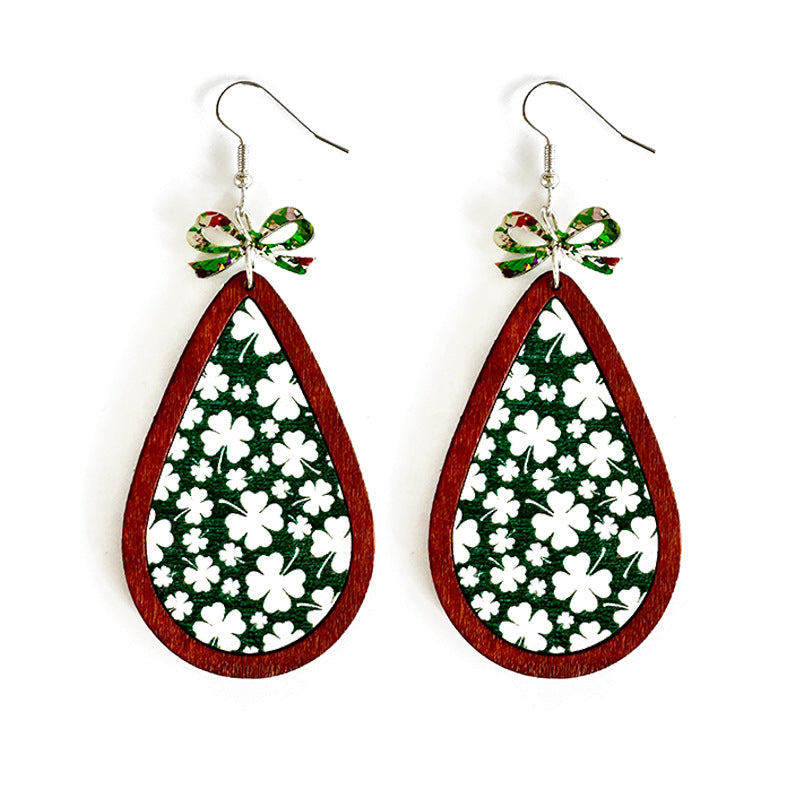 St. Patrick's Day Earrings - Bows - Water Drops - Four-leaf Clovers - Green - product image 5