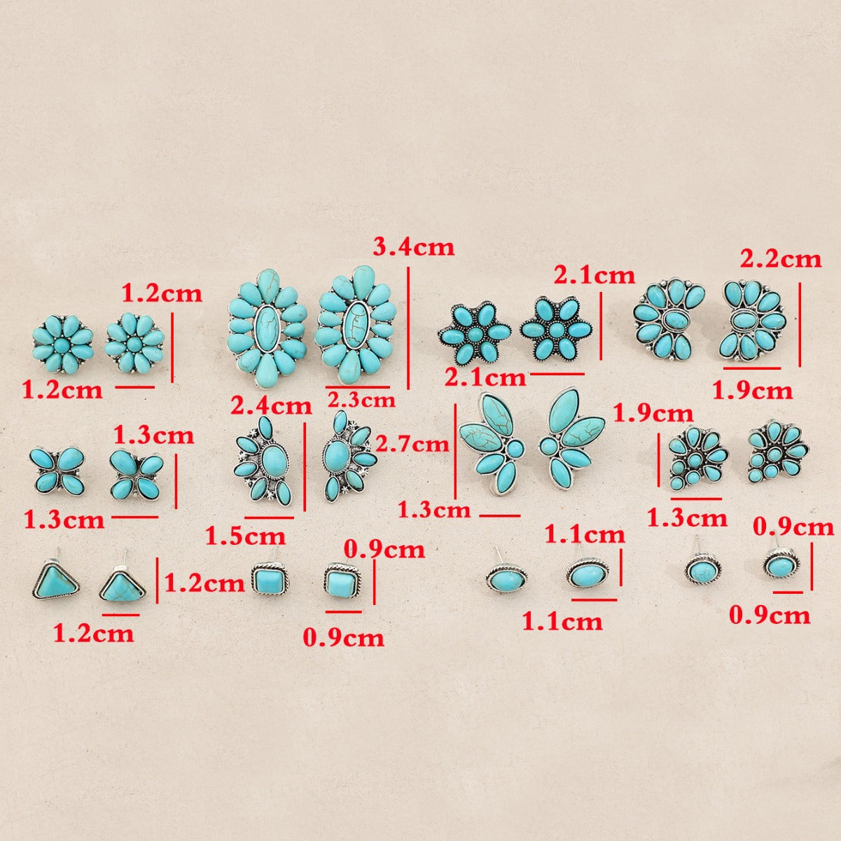 Turquoise Boho Vintage Geometric Earrings - product image 4