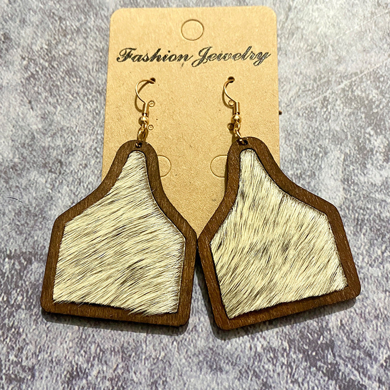 Western Vintage Horse Cross Wood Earrings