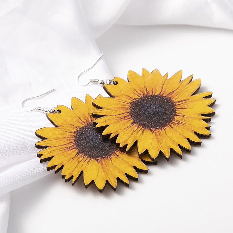 Floral Wood Earrings