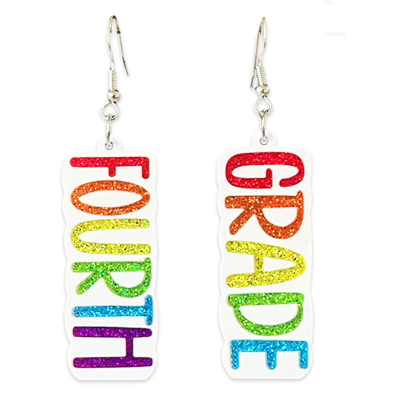 Supply Teacher Student Grade Shiny Text Semester Earrings Colorful Simple - product image 3
