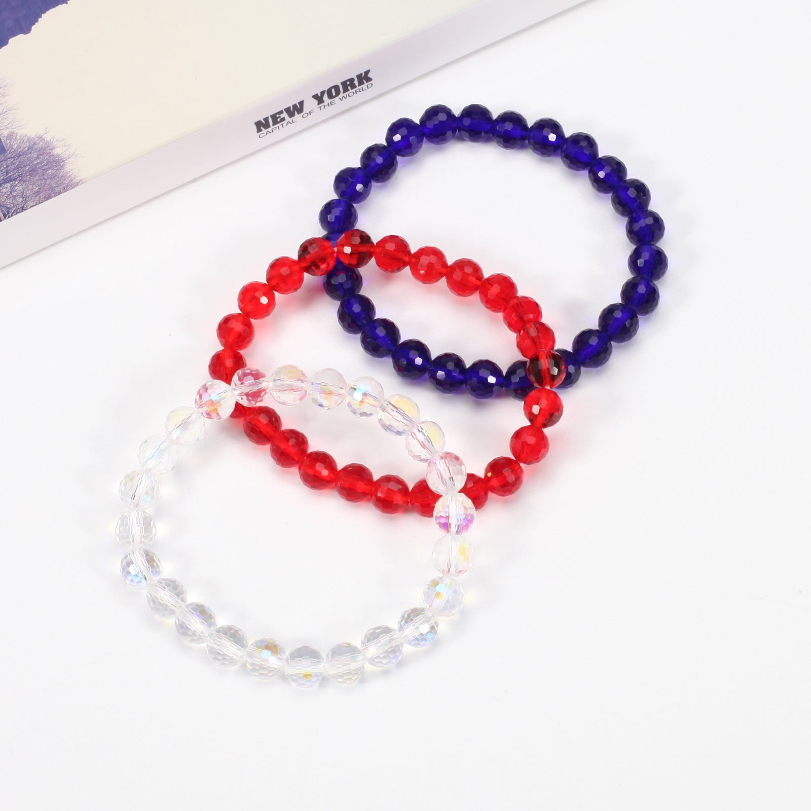 Flag Beaded Crystal Bracelet