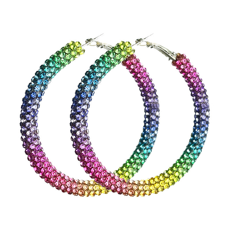 Supply Easter Women's Earrings Gradient Color Dreamy Pink Sparkling Diamond