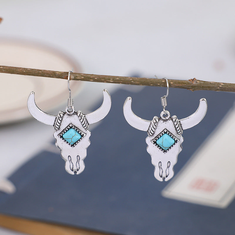 Western Turquoise Cow Skull Earrings - product image 12