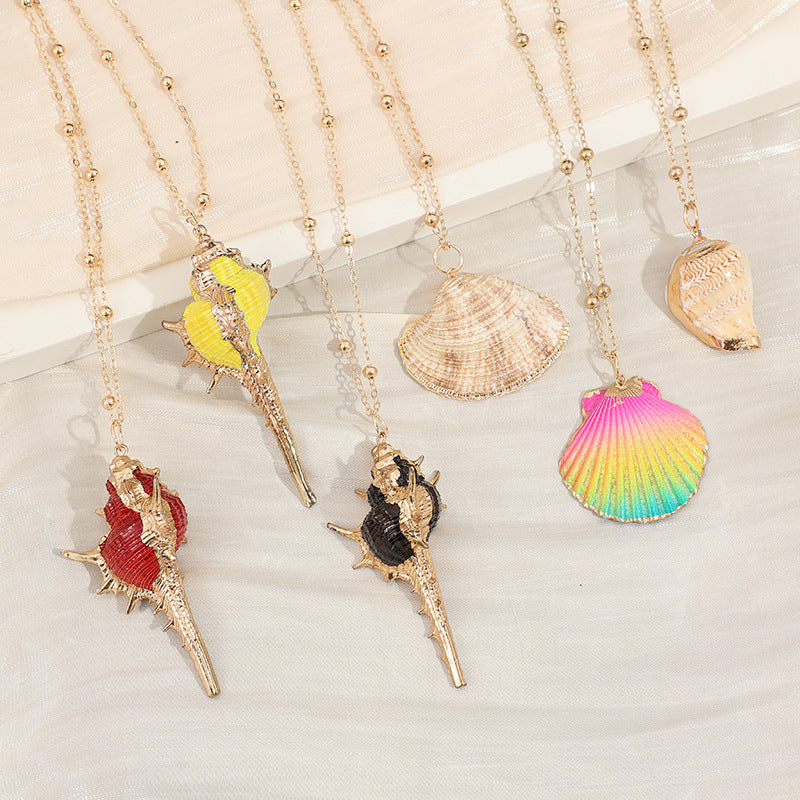 2019aliexpress : Ocean‑style Necklace with Gold‑trimmed Seashells and Conch - product image 24